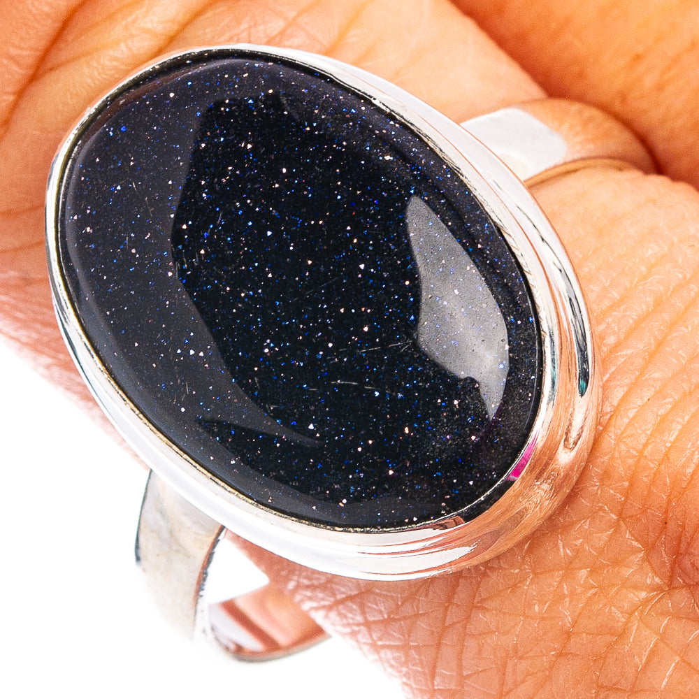 Blue Goldstone Ring Size 11 (.925 Sterling Silver)