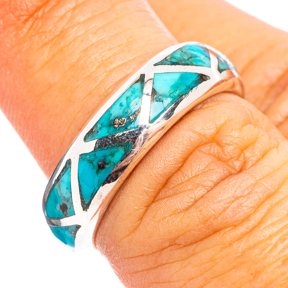 Native Style Mohave Turquoise Ring Size 6.75 (.925 Sterling Silver)