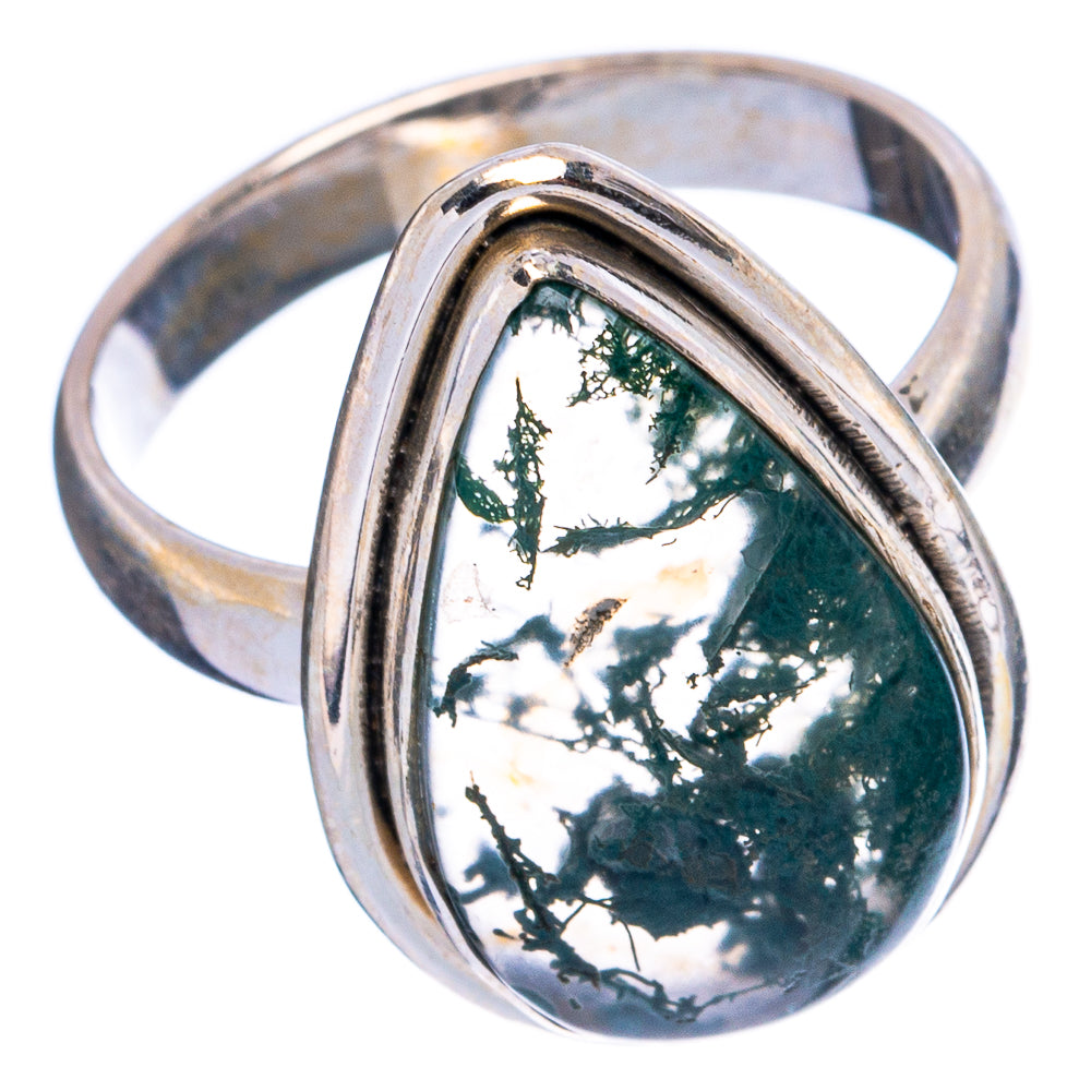 Green Moss Agate Ring Size 6.75 (925 Sterling Silver) R4934