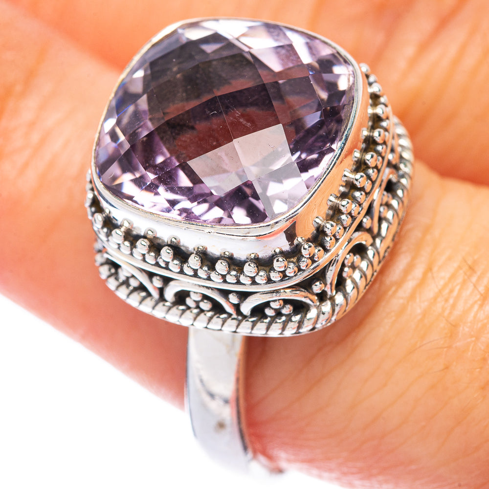 Faceted Pink Amethyst Ring Size 8.75 (925 Sterling Silver) R144777