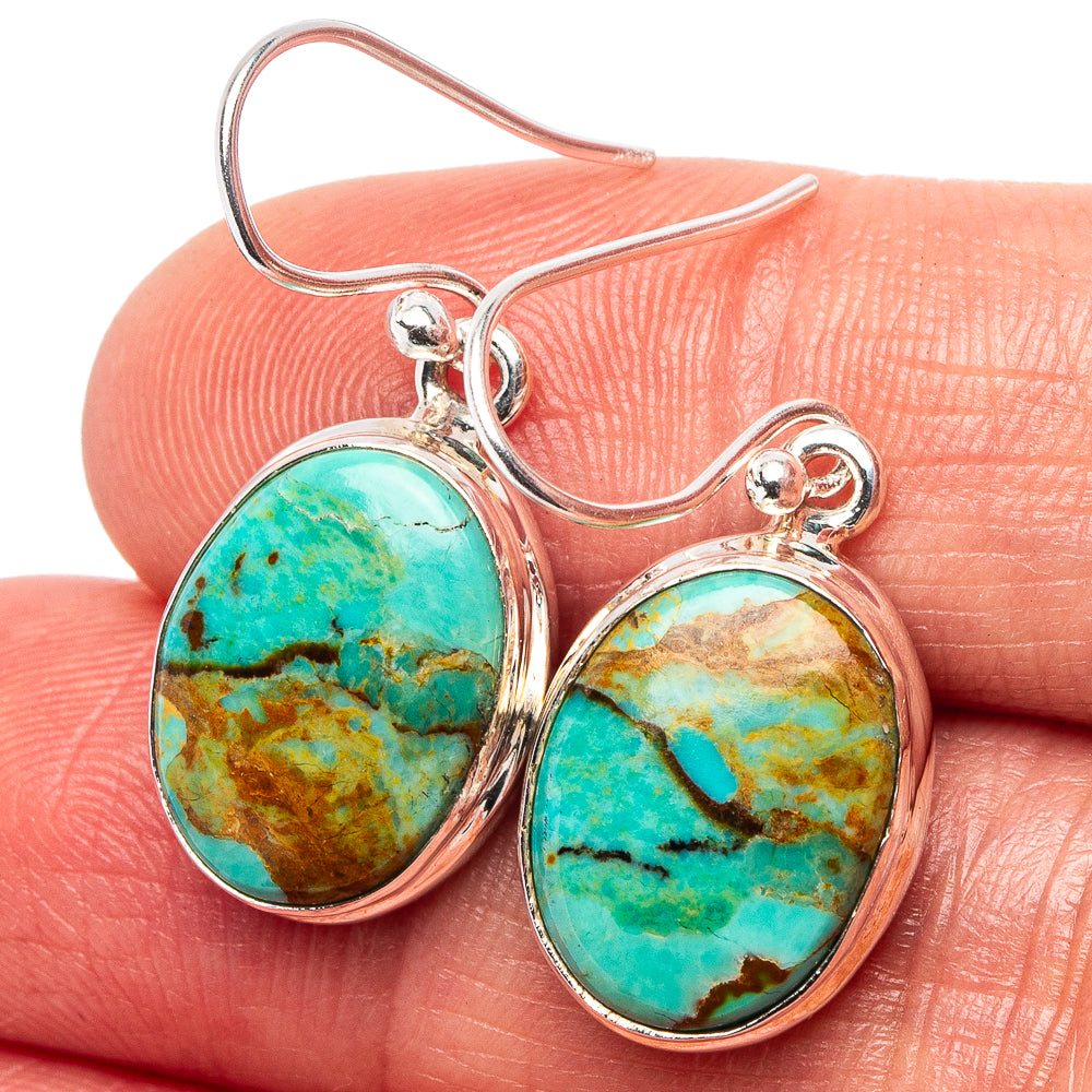 Mohave Turquoise Earrings 1 1/4" (.925 Sterling Silver)