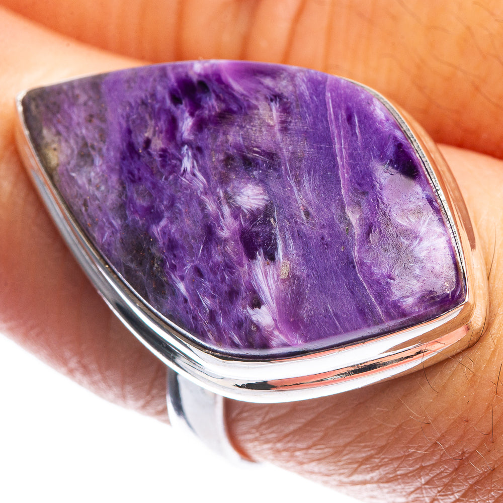 Large Charoite Ring Size 8 (925 Sterling Silver) R144210