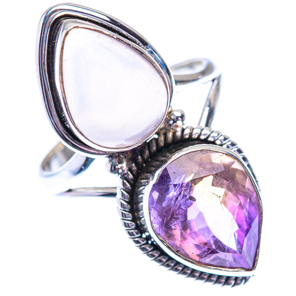 Large Rose Quartz, Amethyst 925 Sterling Silver Ring Size 10.75 (925 Sterling Silver) RING140439