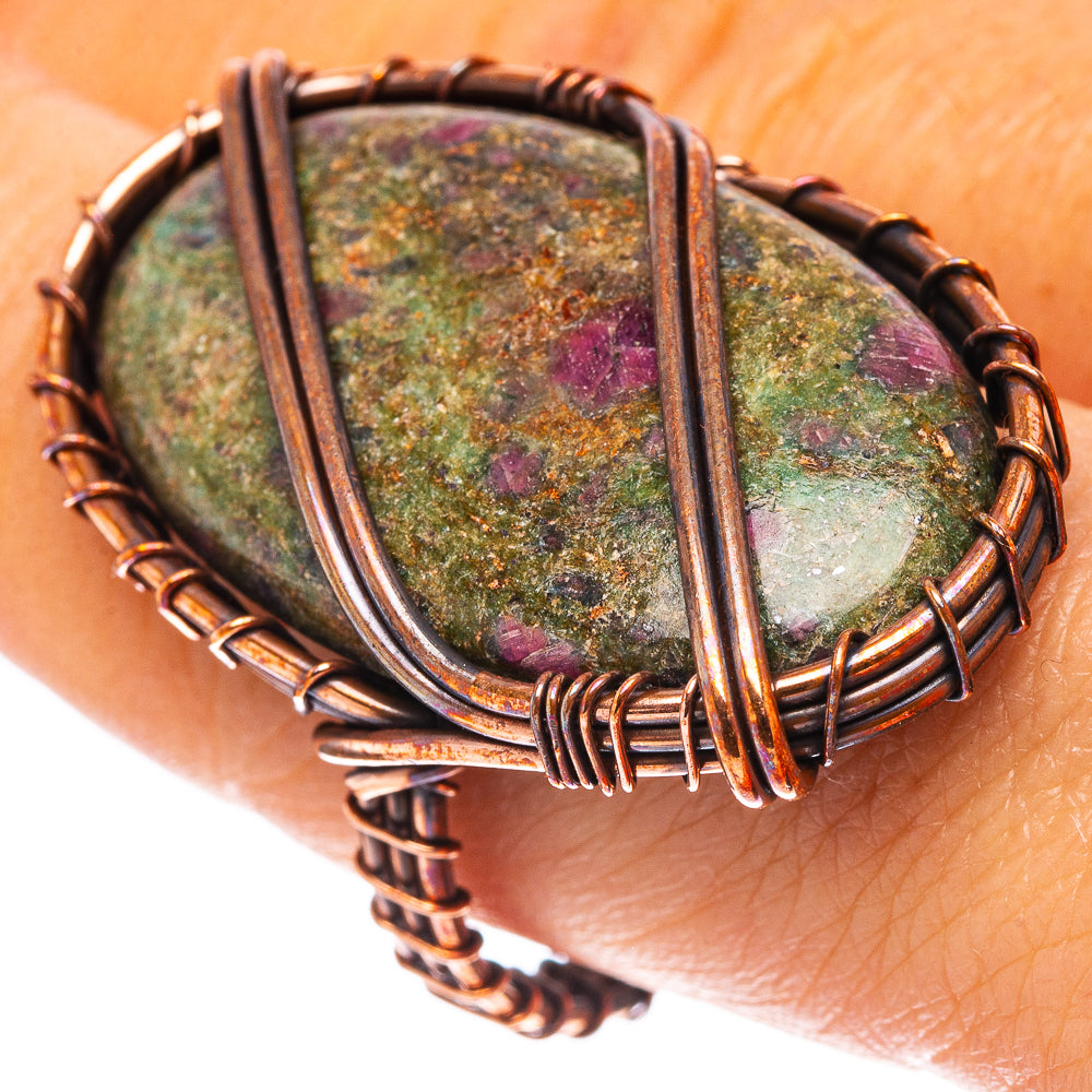 Ruby Fuchsite Ring Size 8.5 (Oxidized Copper)