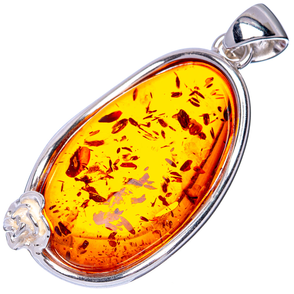 Anasilvercos Baltic Amber Pendant 1 3/4" (925 Sterlnig Silver)