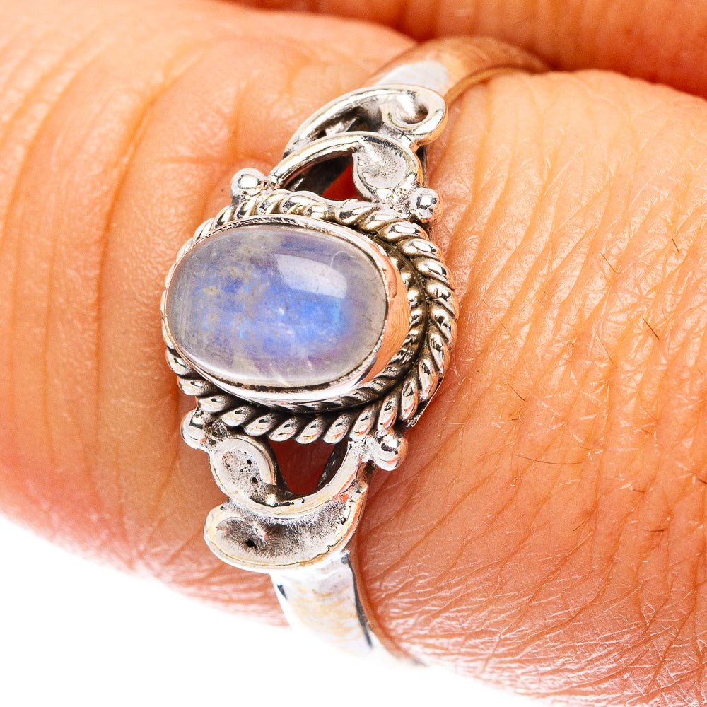Rainbow Moonstone Dainty Ring Size 8 (925 Sterling Silver) R5816