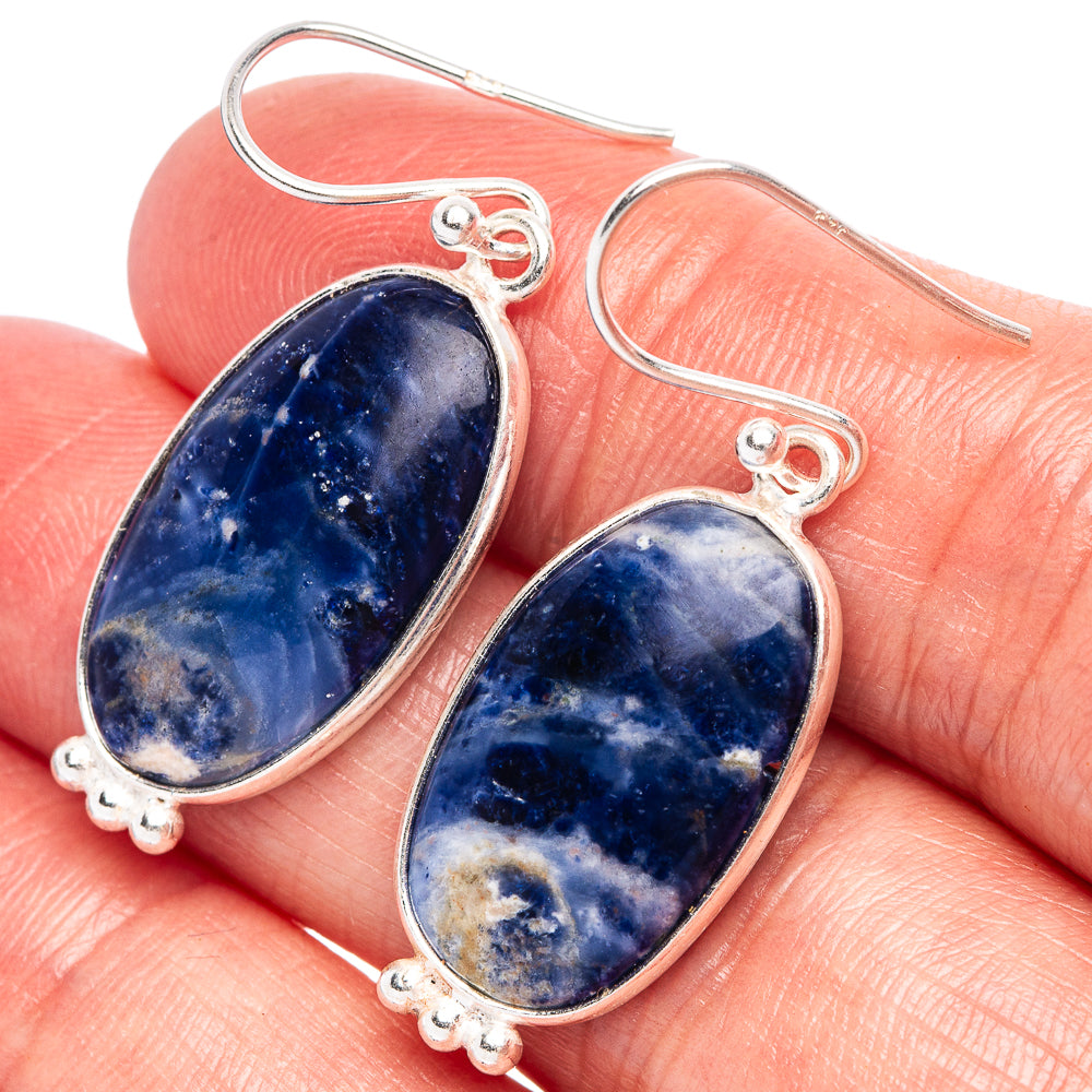 Sodalite Earrings 1 1/2" (925 Sterling Silver) E2349
