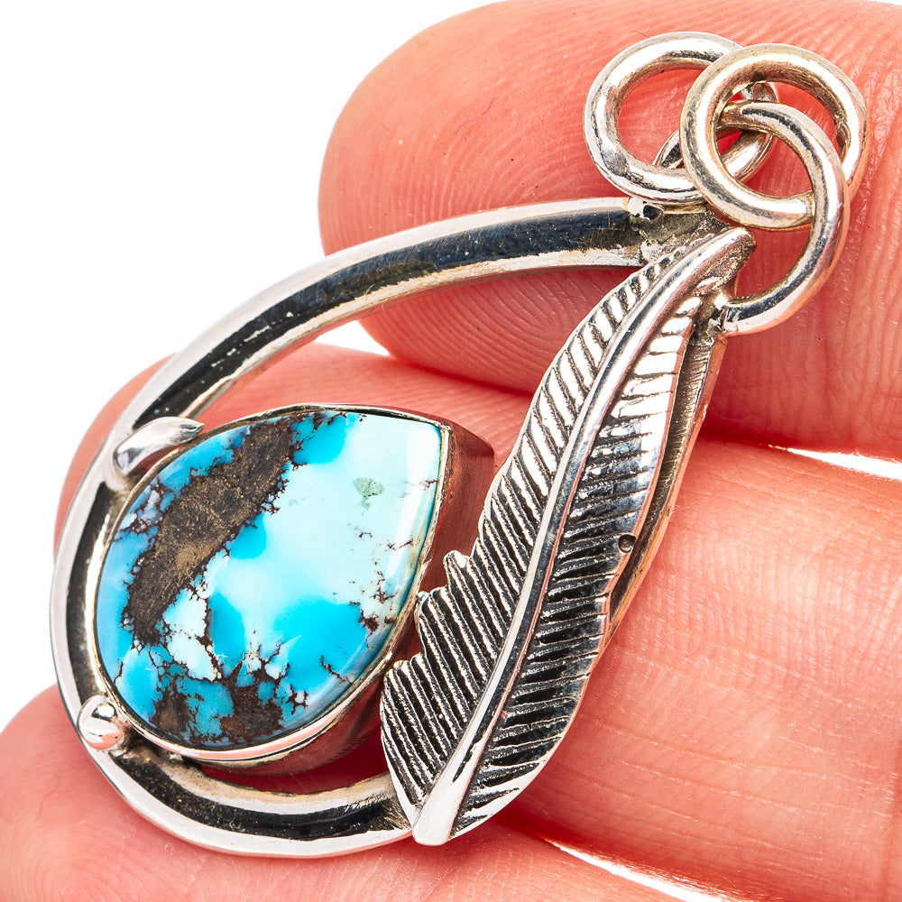 Rare Golden Hills Turquoise Pendant 1 5/8" (925 Sterling Silver) P45099