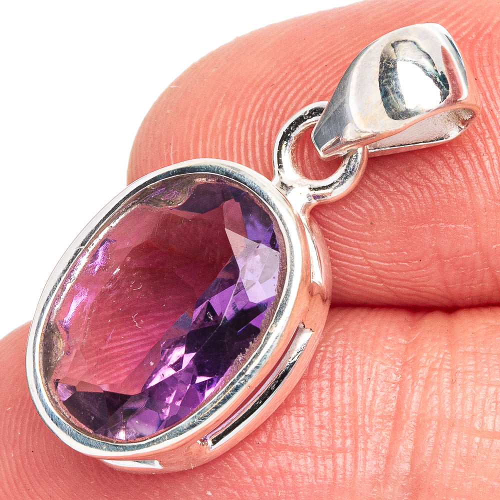 Faceted Amethyst Pendant 1 1/8" (925 Sterling Silver) P40549