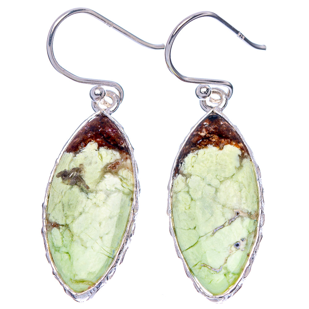 Lemon Chrysoprase Earrings 1 5/8" (925 Sterling Silver) E1750