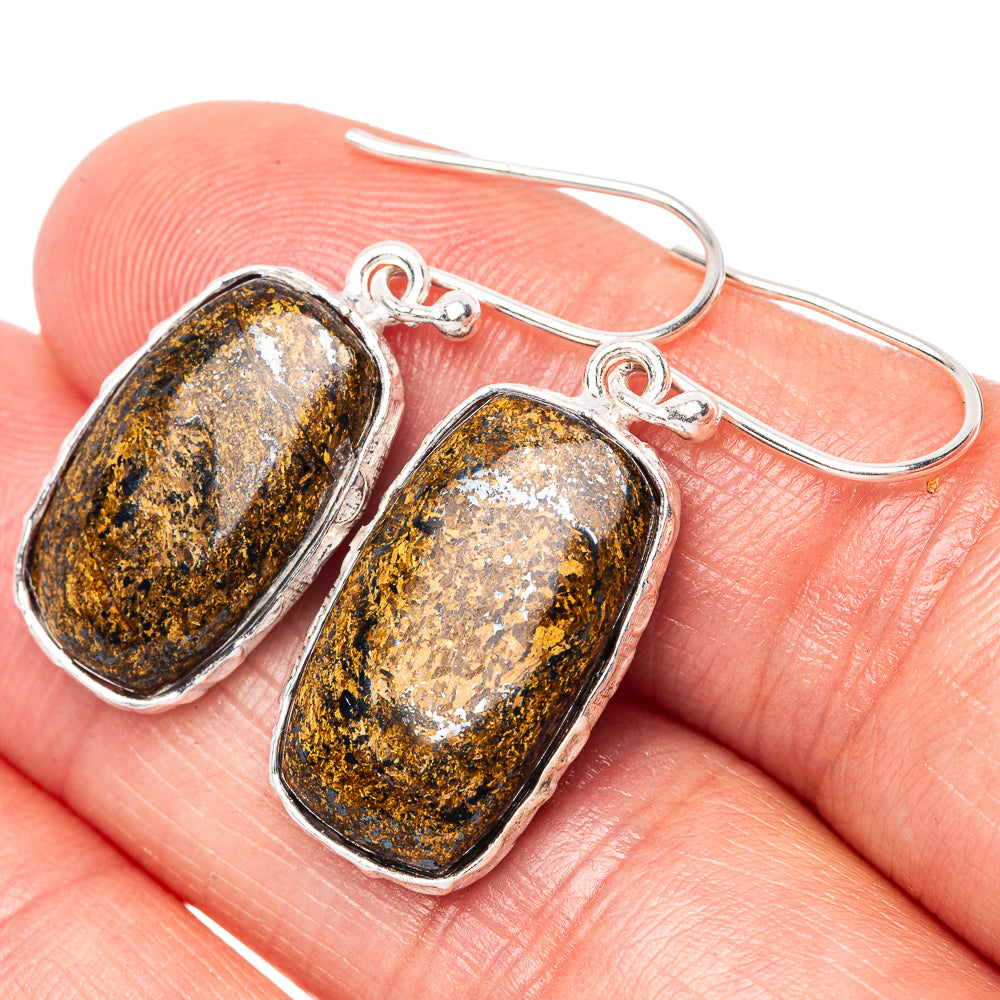 Bronzite Earrings 1 3/8" (925 Sterling Silver) E1470