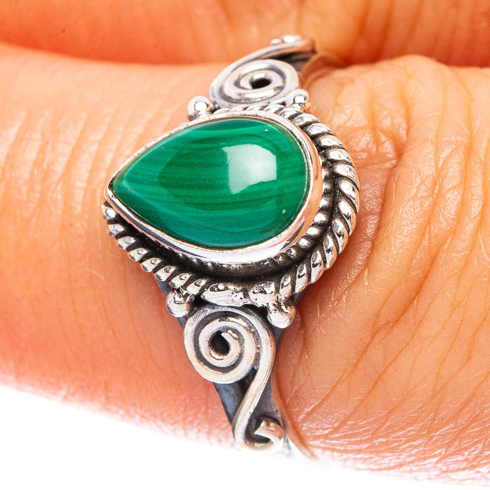 Malachite Dainty Ring Size 7 (925 Sterling Silver) R5164