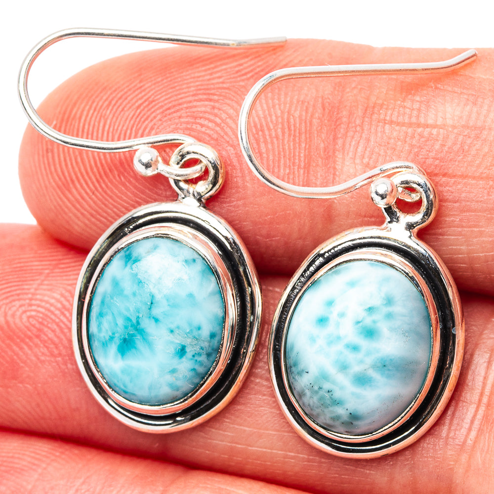 Larimar Earrings 1 3/8" (.925 Sterling Silver)