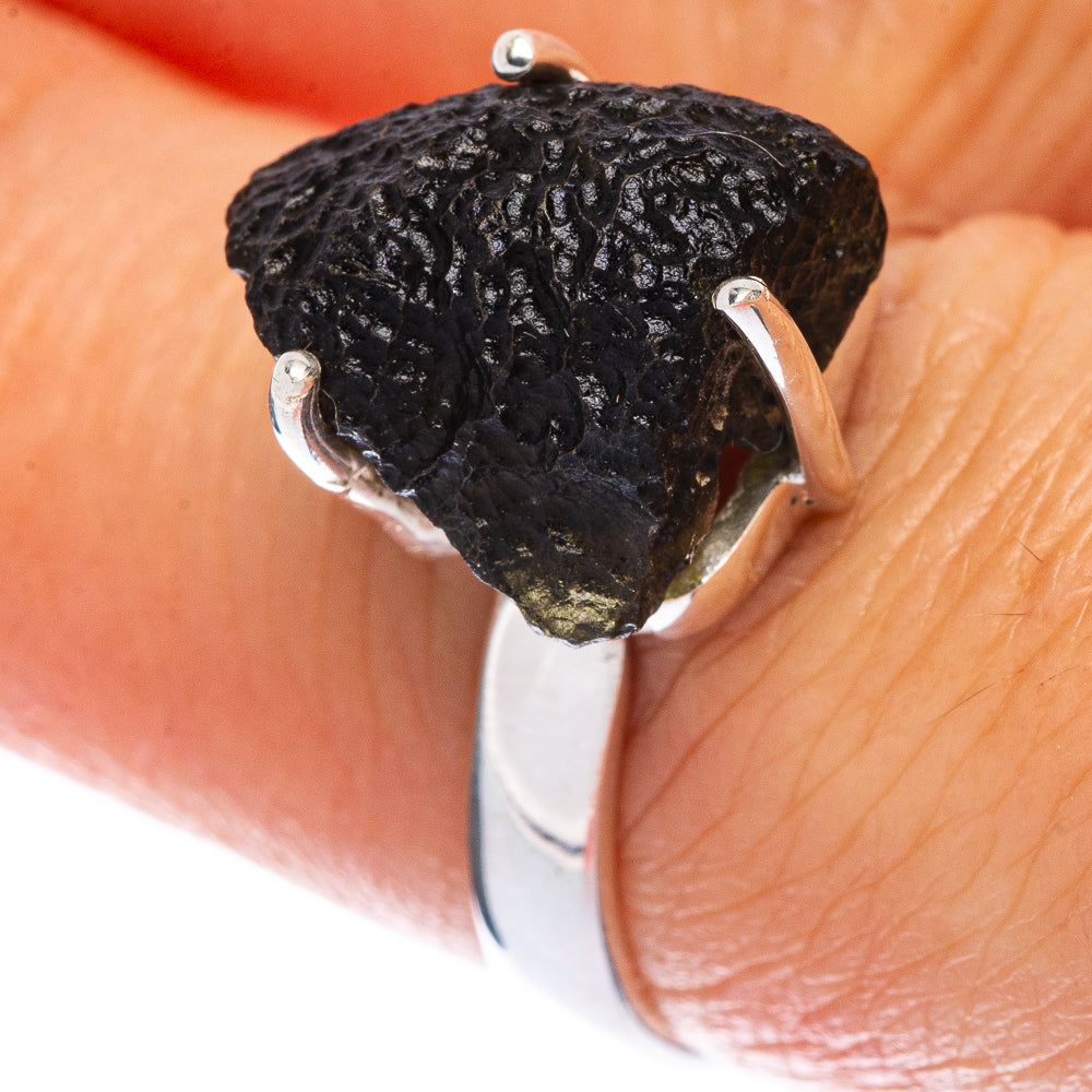 Rare Czech Moldavite Ring Size 7.25 (925 Sterling Silver) R146661