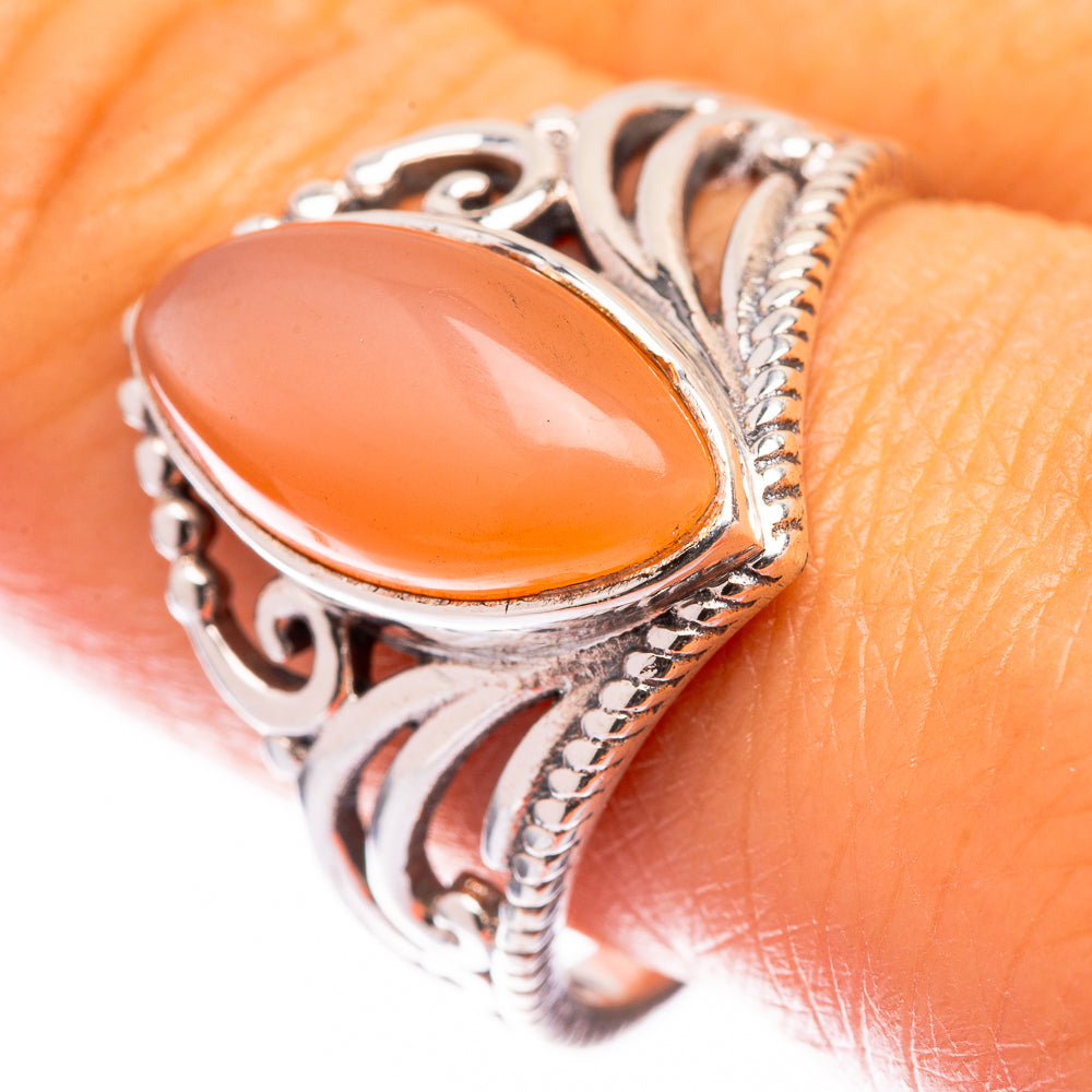 Peach Moonstone Ring Size 10 (925 Sterling Silver) R140725