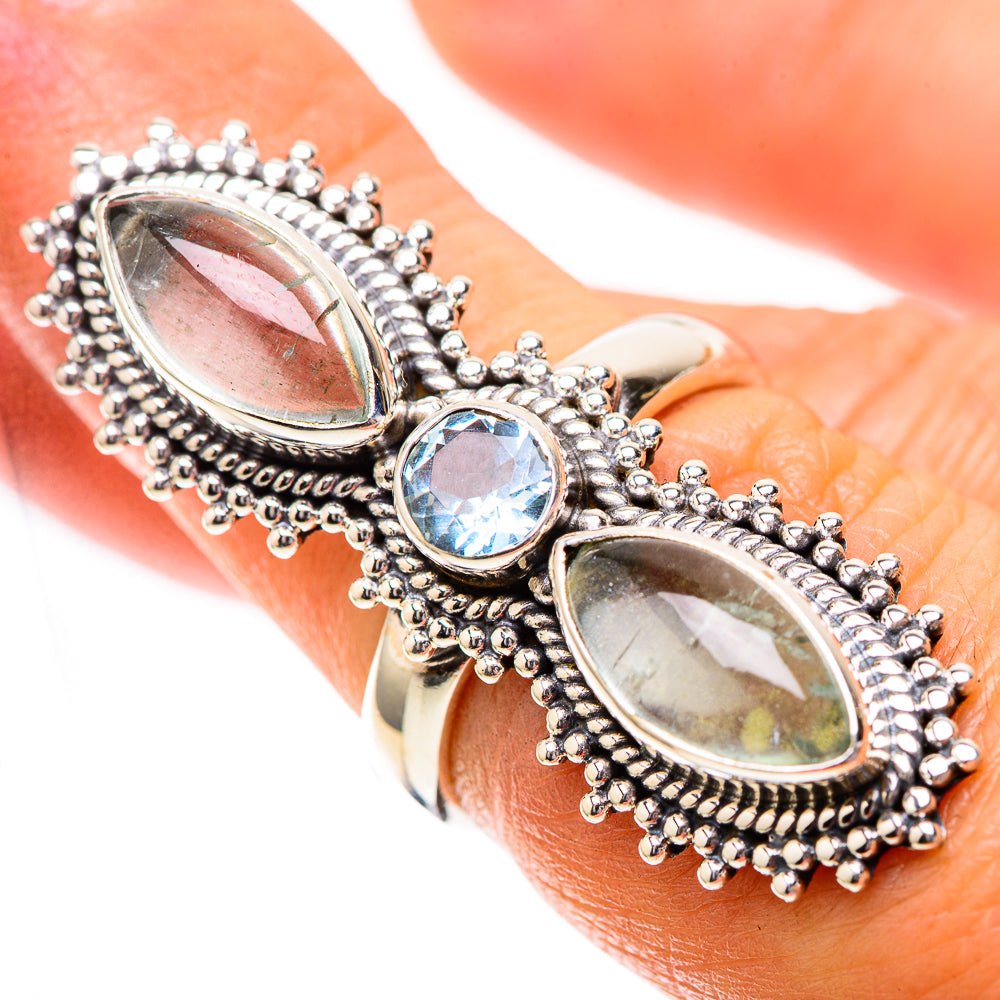 Large Natural Aquamarine, Blue Topaz Ring Size 6.25 (925 Sterling Silver) RING137933