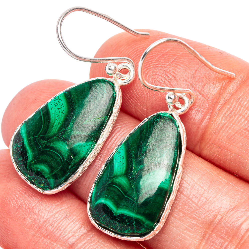 Malachite Earrings 1 3/8" (925 Sterling Silver) E2333