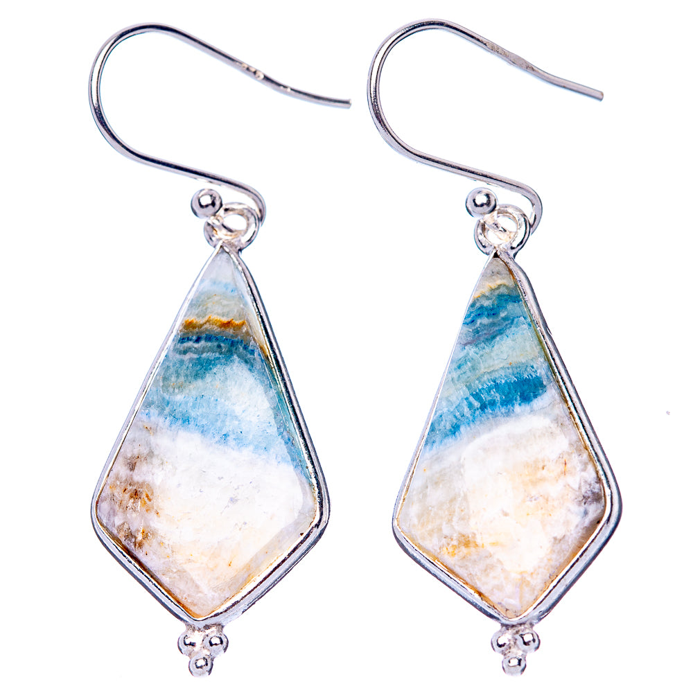 Blue Scheelite Earrings 1 5/8" (925 Sterling Silver) E1459