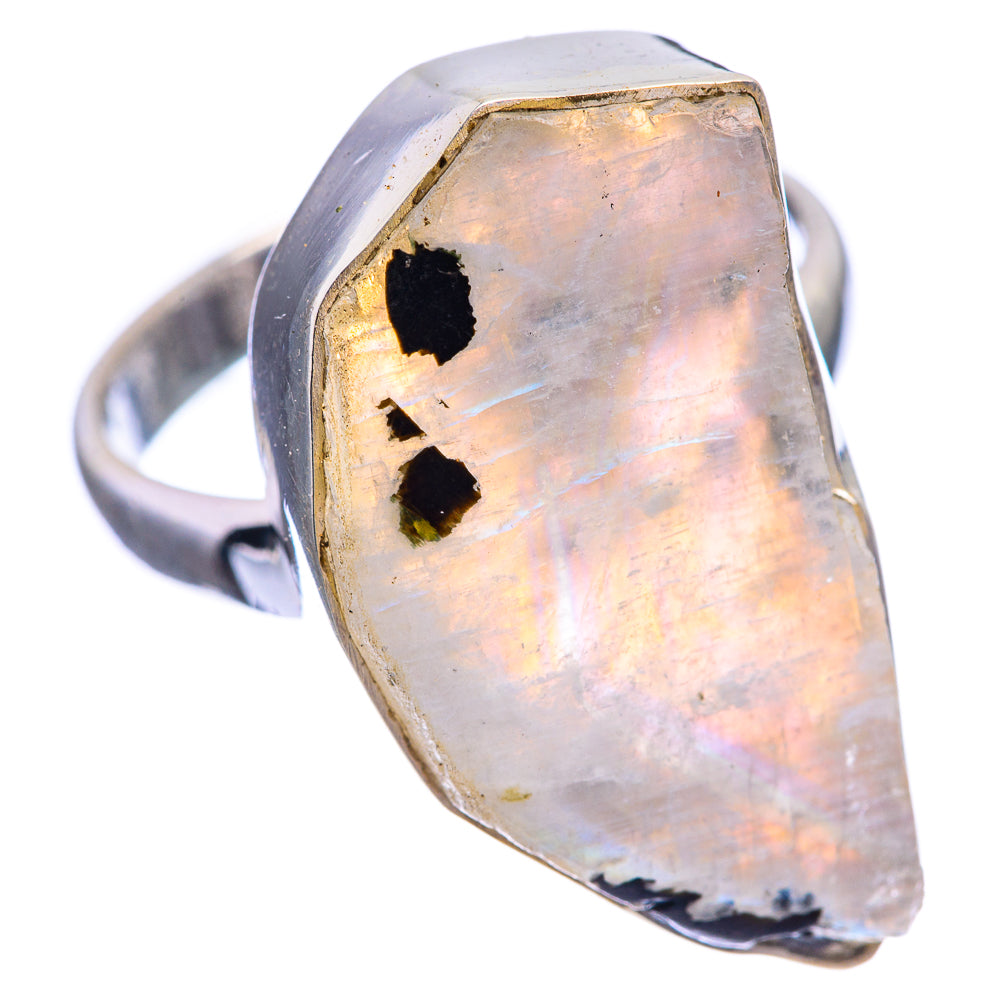 Raw Rainbow Moonstone Ring Size 9 (925 Sterling Silver) R141937
