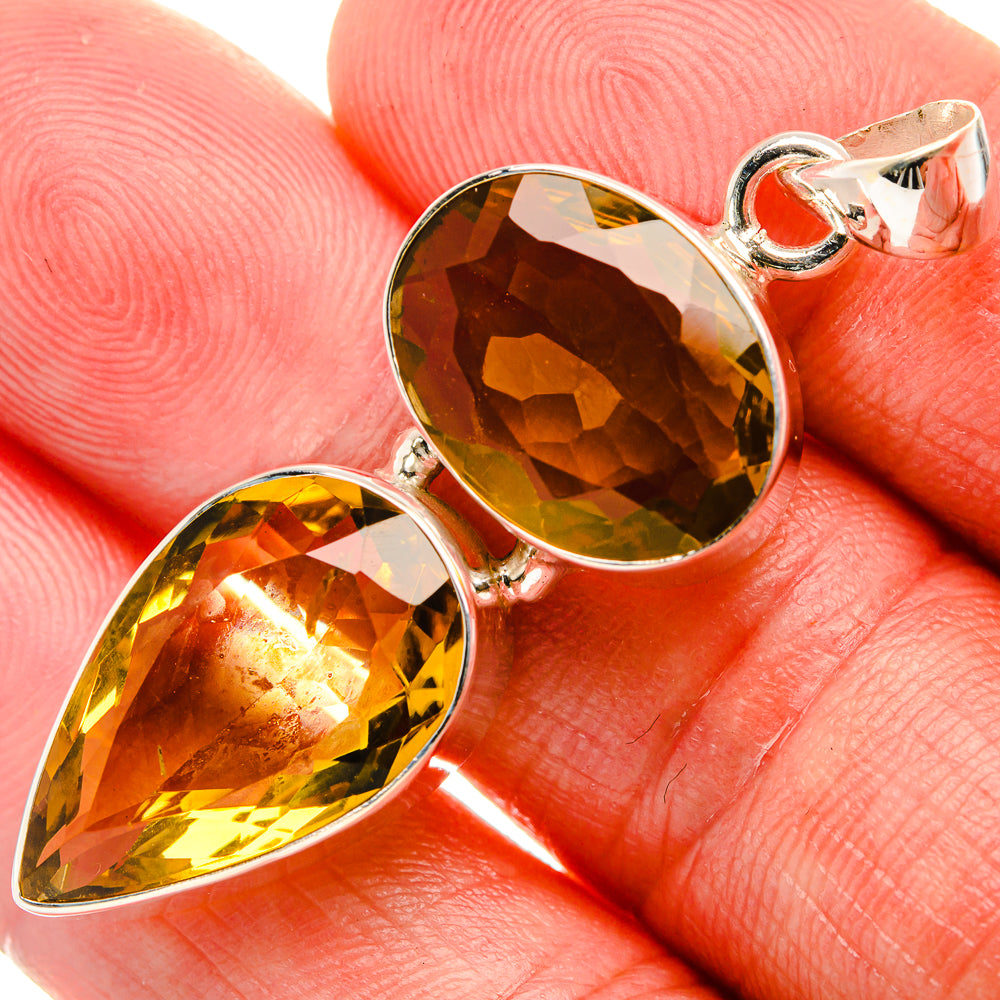 Faceted Citrine Pendant 2" (925 Sterling Silver) PD38015