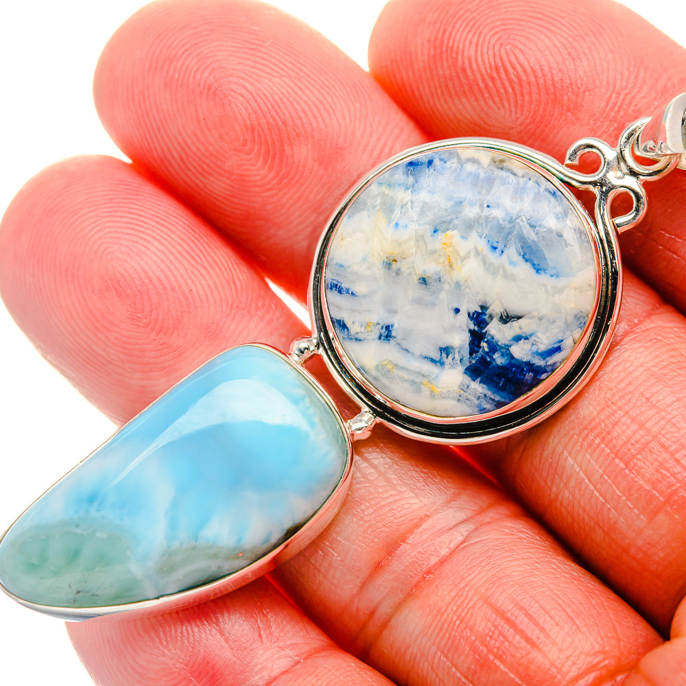 Blue Scheelite, Larimar Pendant 2 3/4" (925 Sterling Silver) PD38168