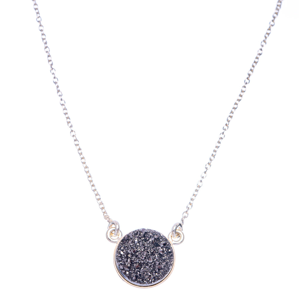 Metallic Druzy Necklace 17 1/4" (925 Sterling Silver) N90078