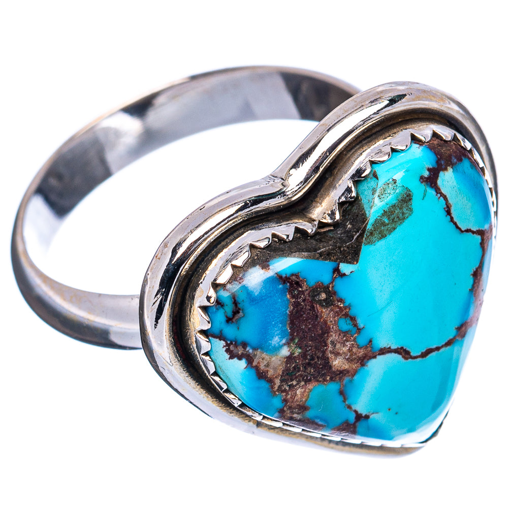 Exclusive Golden Hills Turquoise Heart Ring Size 9 Adjustable (.925 Sterling Silver)