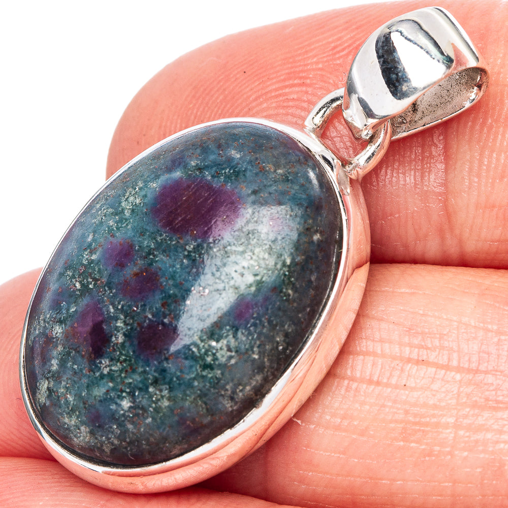 Ruby Fuchsite Pendant 1 3/8" (925 Sterling Silver) P42448