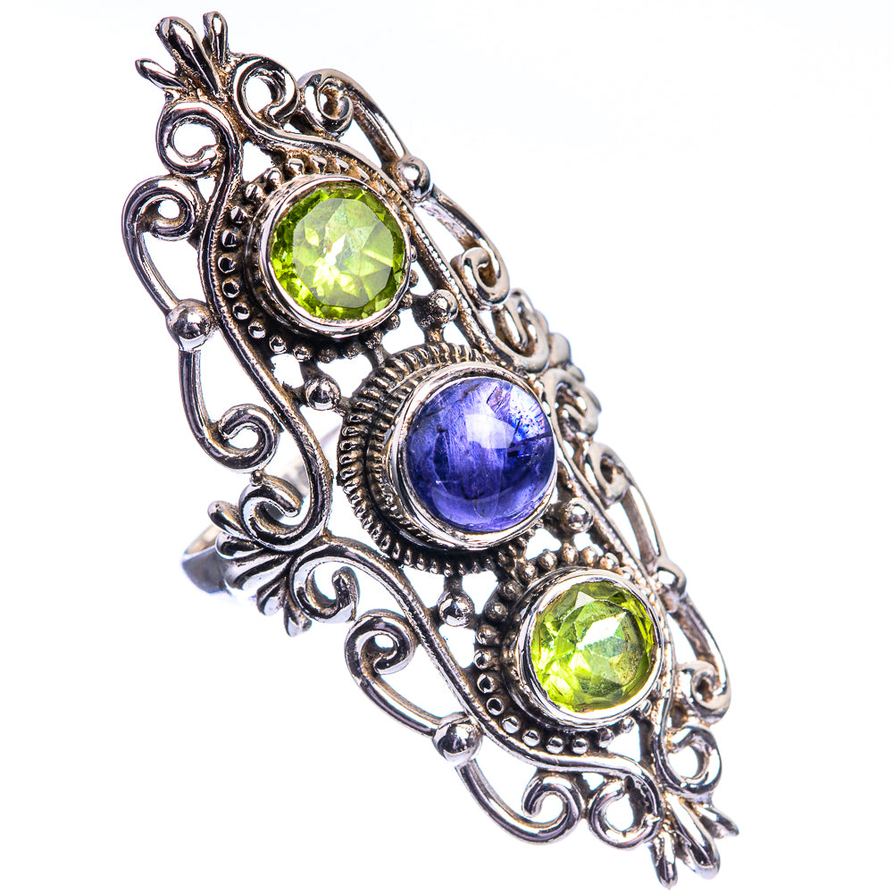 Large Tanzanite, Peridot Ring Size 7.75 (925 Sterling Silver) R144159