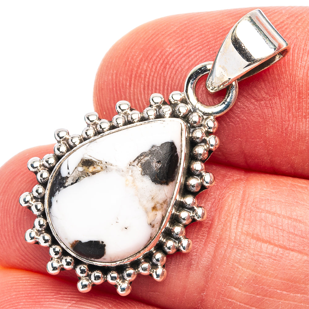 White Buffalo Turquoise Pendant 1 1/4" (.925 Sterling Silver)