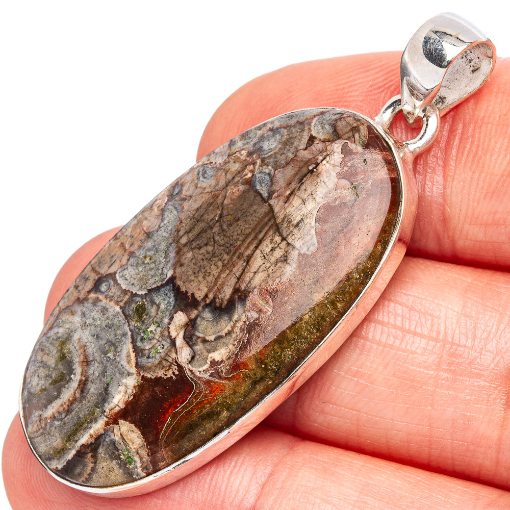 Mushroom Rhyolite Pendants 1 3/4" (925 Sterling Silver) P43258