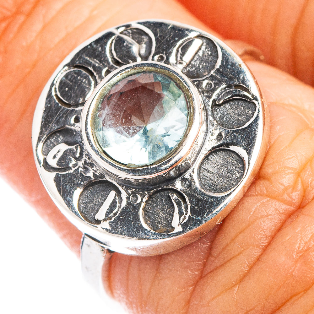 Blue Topaz Dainty Ring Size 6.25 (.925 Sterling Silver)