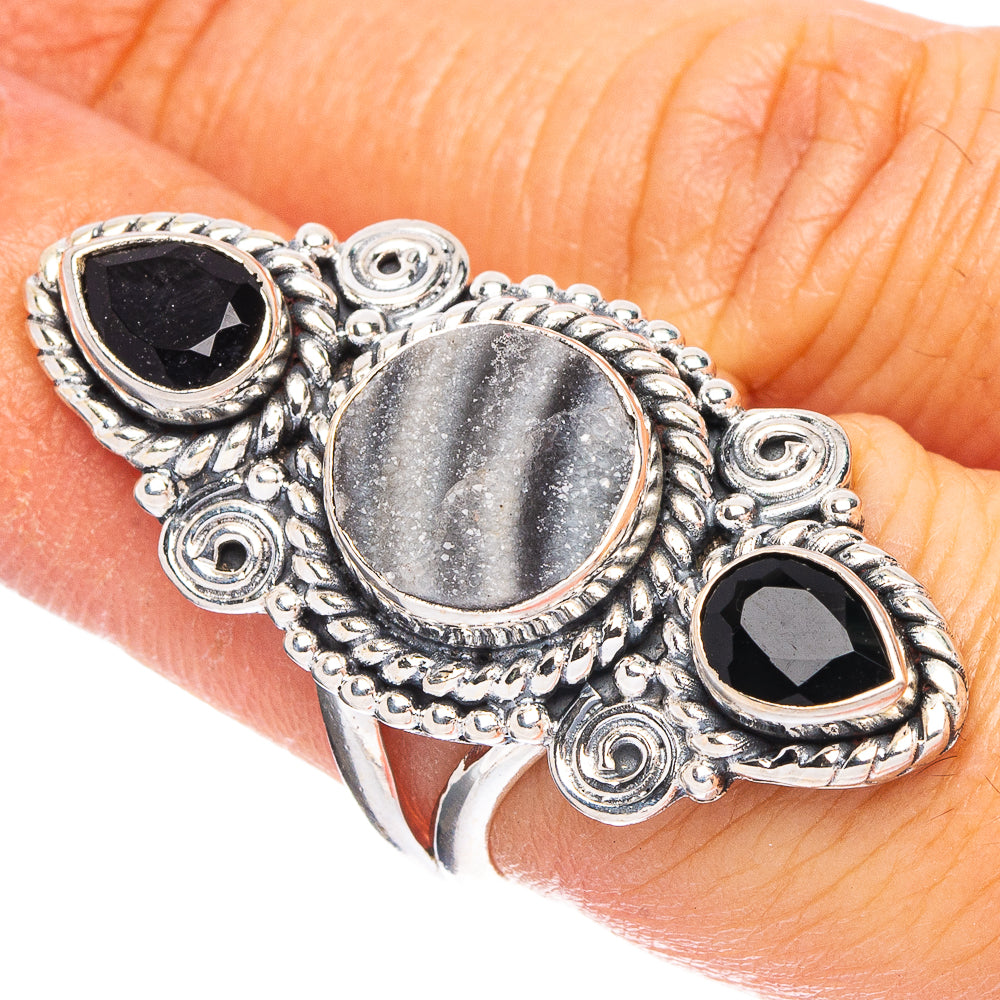 Black Druzy, Black Onyx 925 Sterling Silver Ring Size 6.25 (925 Sterling Silver) R6438
