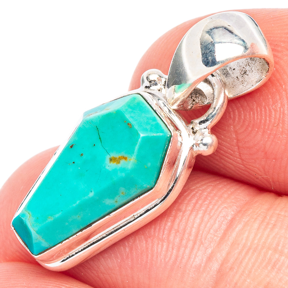 Rare Kingman Turquoise Pendant 1 1/8" (925 Sterling Silver) P44871
