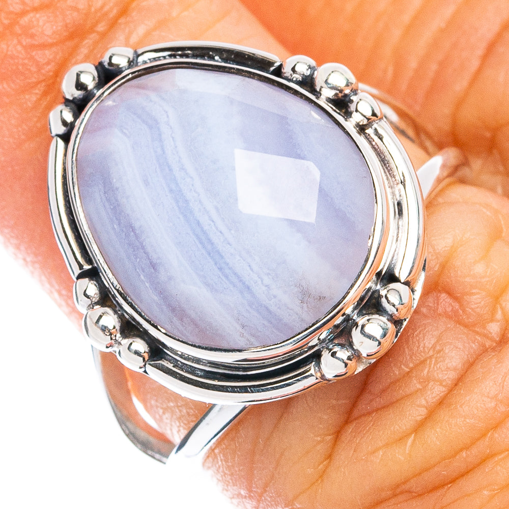 Premium Blue Lace Agate Ring Size 6 (925 Sterling Silver) R8060
