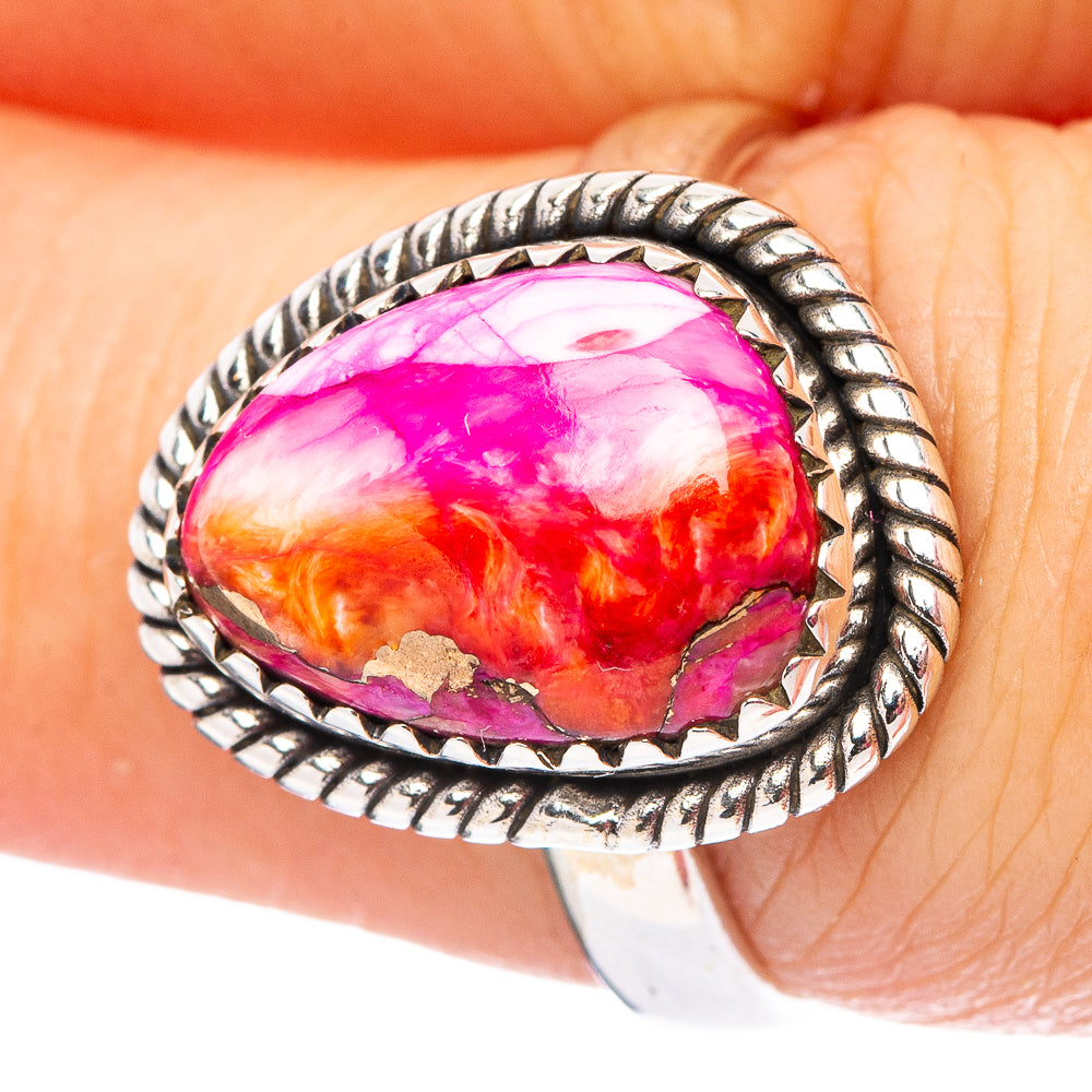 Pink Dahlia Mohave Turquoise Ring Size 7 (.925 Sterling Silver)