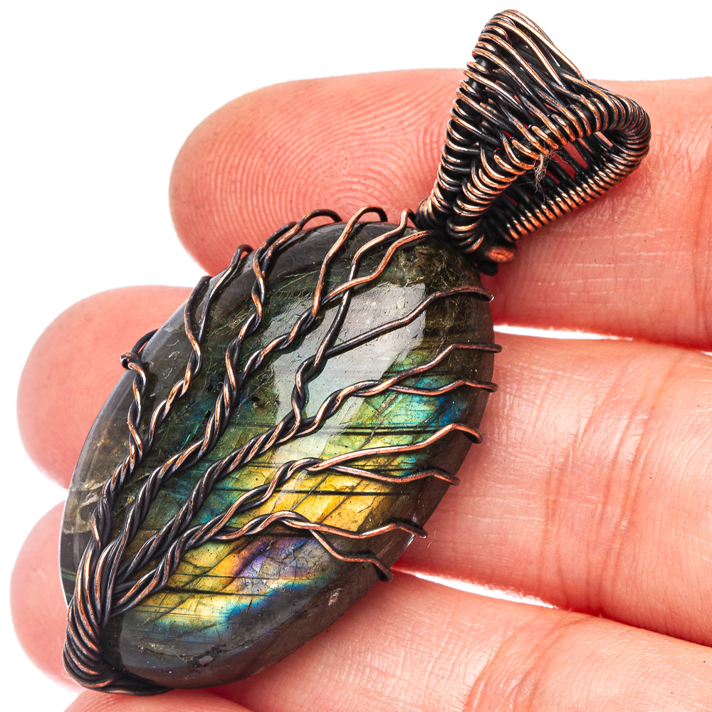Labradorite Tree of Life Pendant 2" (Oxidized Copper)