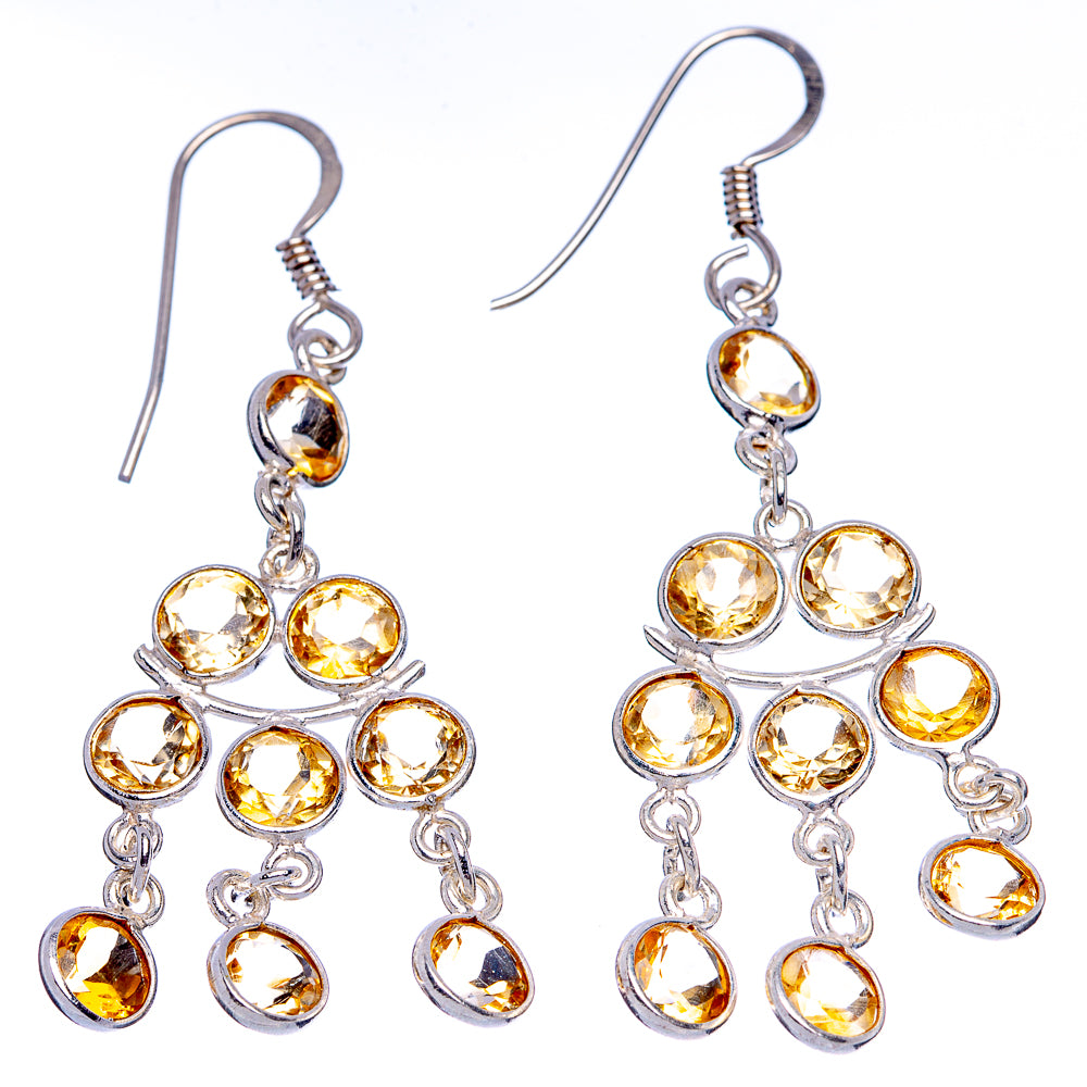 Faceted Citrine Earrings 2 1/8" (925 Sterling Silver) E433352