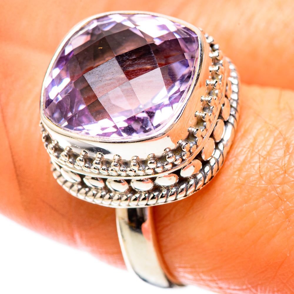 Faceted Pink Amethyst Ring Size 8.25 (925 Sterling Silver) RING137891
