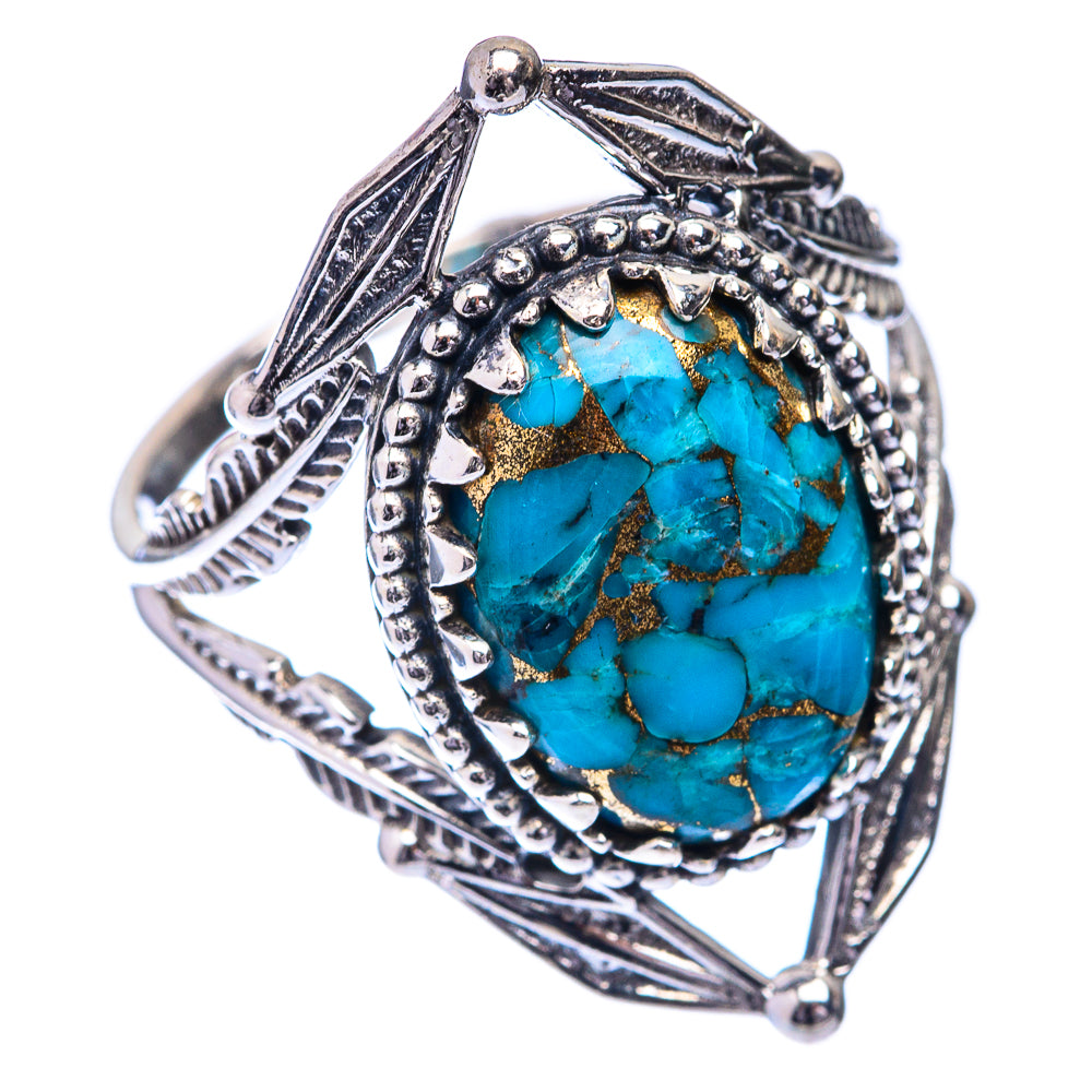 Blue Copper Composite Turquoise Ring Size 8 (925 Sterling Silver) R141569