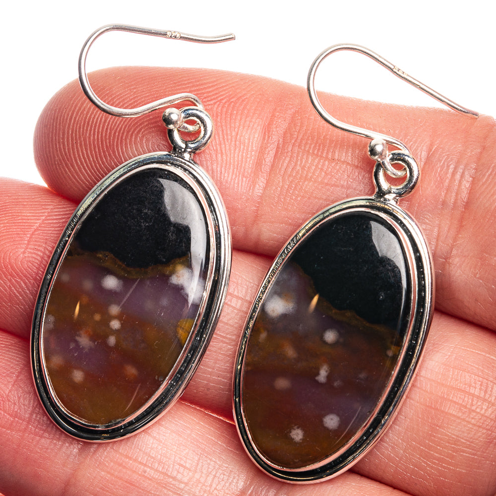 Ocean Jasper 925 Sterling Silver Earrings 1 5/8"