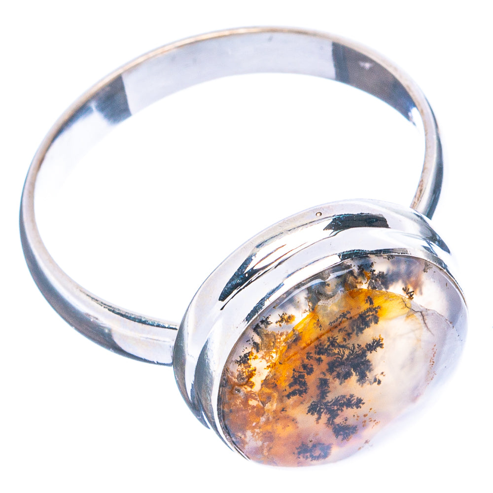 Scenic Dendritic Agate Ring Size 10.75 (.925 Sterling Silver)