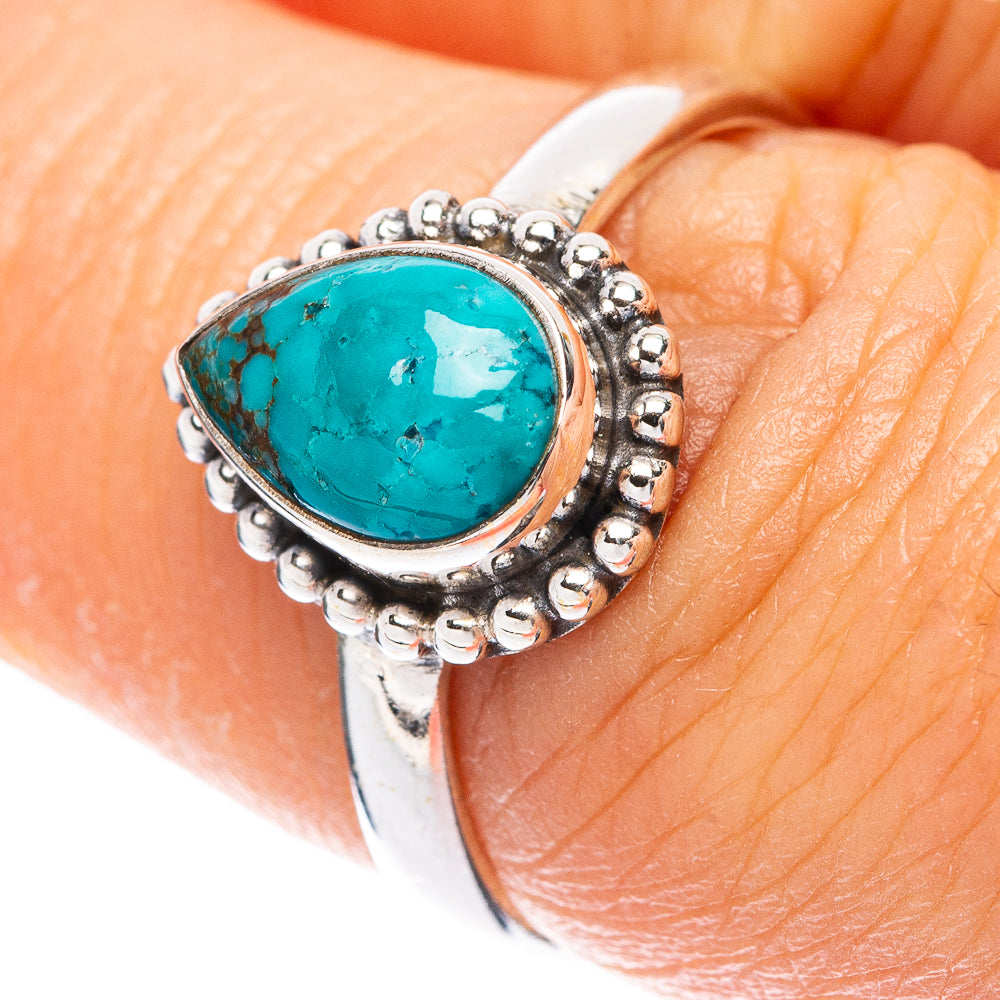 Tibetan Turquoise Dainty Ring Size 6.75 (925 Sterling Silver) R5801