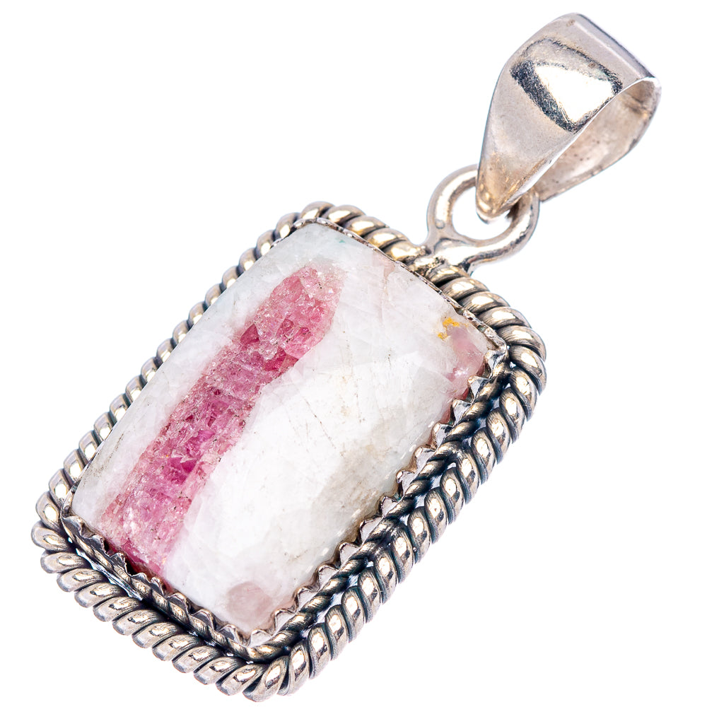Pink Tourmaline In Quartz Pendant 1 1/4" (.925 Sterling Silver)