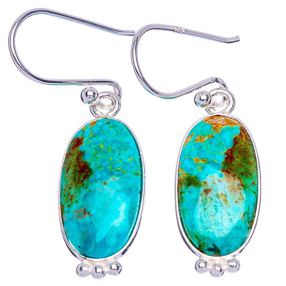 Rare Arizona Turquoise Earrings 1 3/8" (925 Sterling Silver) E1879