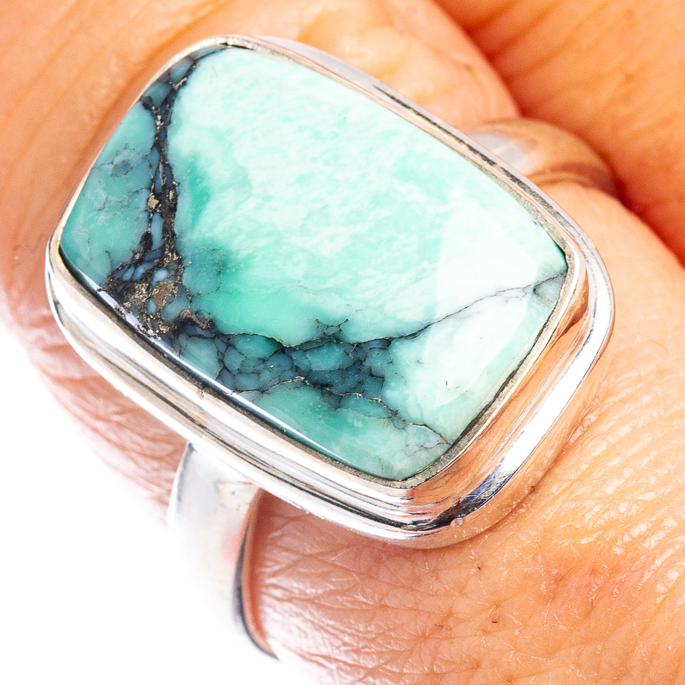 Rare Black Bridge Variscite Ring Size 8.75 (.925 Sterling Silver)