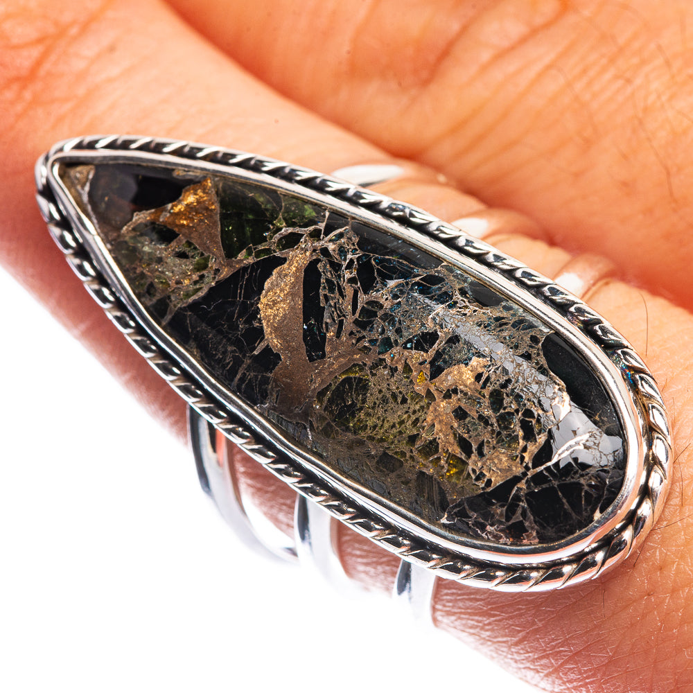 Large Copper Black Onyx Ring Size 8.5 (925 Sterling Silver) R144212