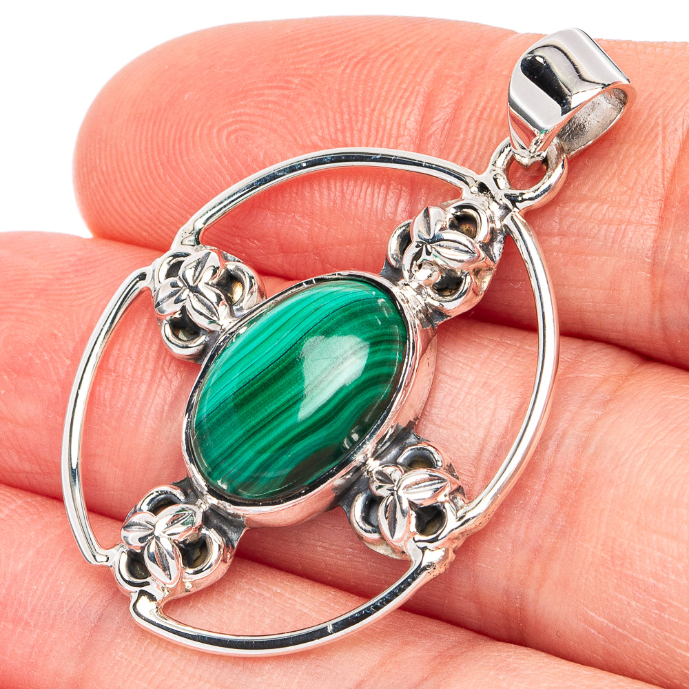 Premium Malachite Pendant 1 1/2" (925 Sterling Silver) P45038
