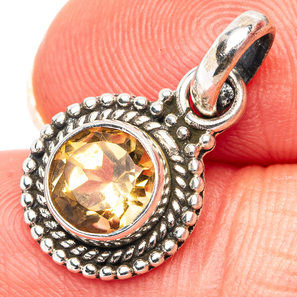Citrine Dainty Pendant 7/8" (.925 Sterling Silver)