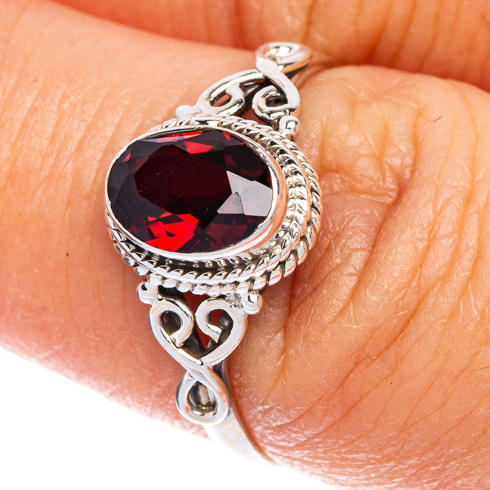 Garnet Dainty Ring Size 7.5 (925 Sterling Silver) R147141